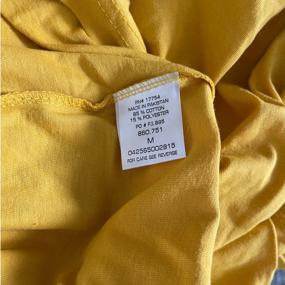 KEY Men's Mustard Yellow Crew Neck Heavyweight Long Sleeve Pocket T-Shirt - M - Picture 6 of 6